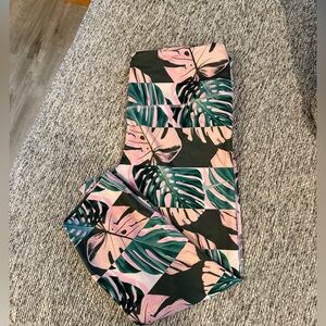 Nike Kids Leggings with Pink and Green Tropical Print